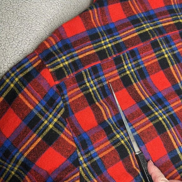 Vintage St. John's Bay Shirt Jacket Mens M Red Tartan Plaid Wool Lined CPO 90s - Picture 8 of 14